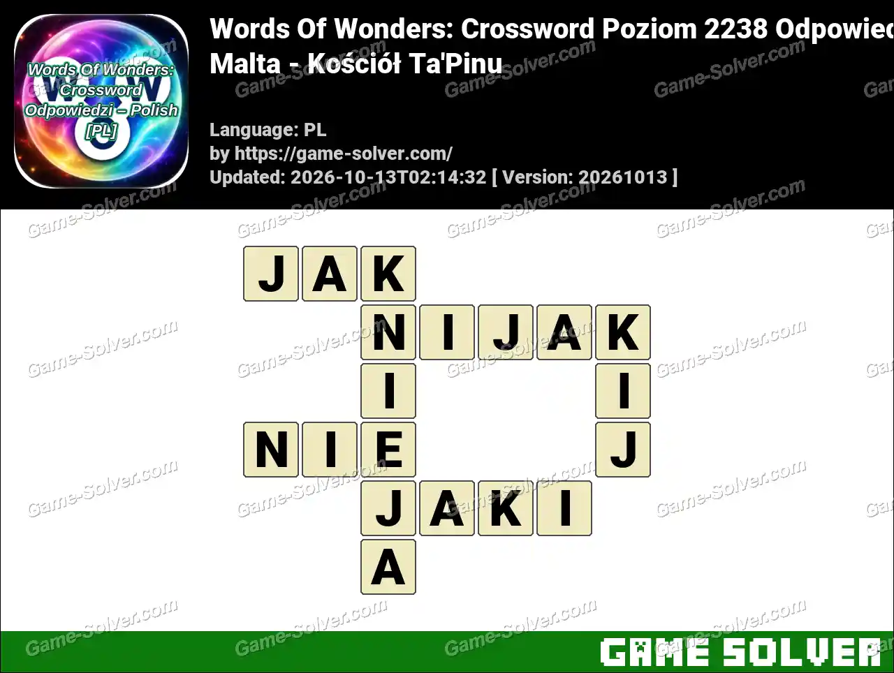 Words Of Wonders: Crossword Poziom 2238 Odpowiedzi – Malta – Kościół Ta’Pinu